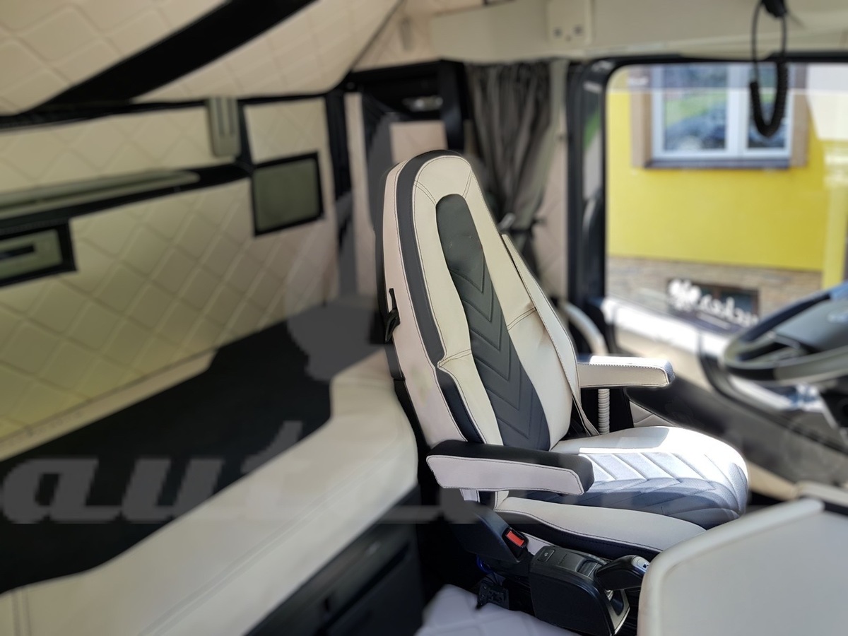 Prestige Schonbezüge Sitzbezüge Kunstleder - Velour für LKW Volvo FH4 Grau  - Schwarz